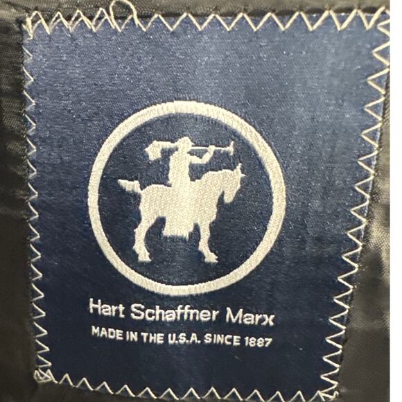 Hart Schaffner Marx Men's Wool Suit Jacket Black Pinstripe Professional Sz 50 - Picture 10 of 11